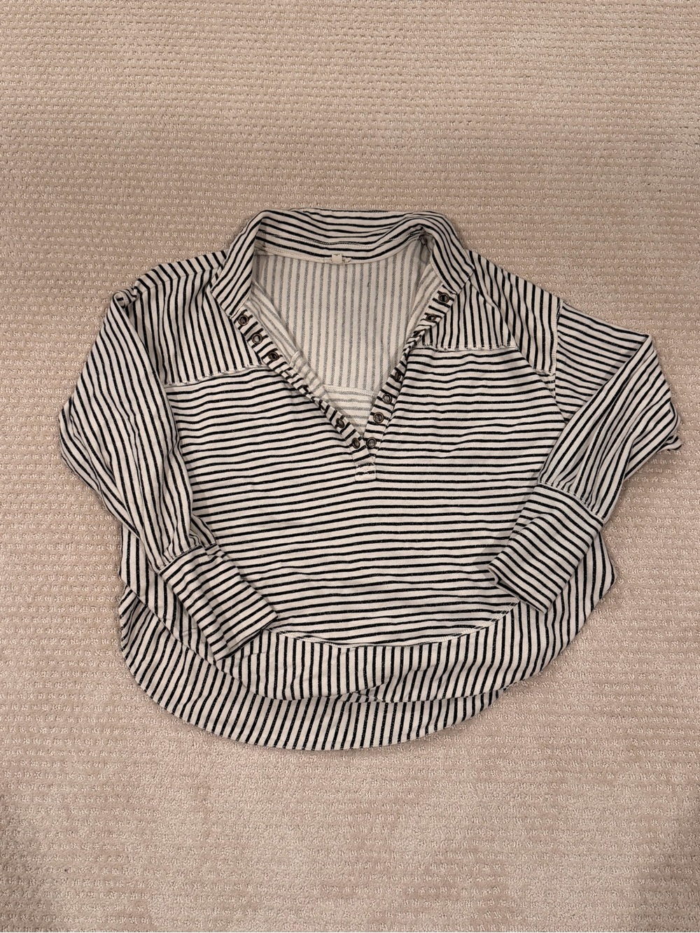 Pilcro Black and White Striped Button Down Shirt